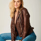 Sofia RF Leather Jacket by Mauritius in Brown
