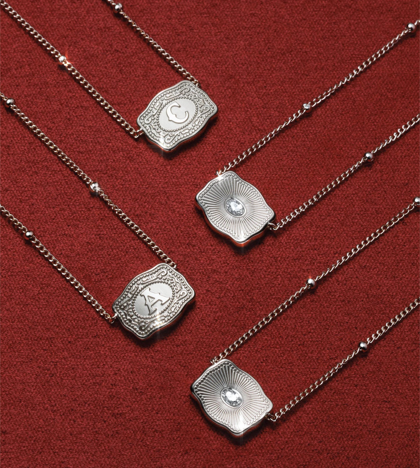 SpurWest Ultra Mini Belt Buckle Necklace - Silver (Initial)