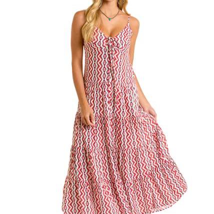 StyleBWD0R06320 maxi dress with red & white print