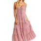 Woman in red patterned maxi dress, BWD0R06320-14