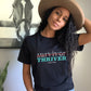 Woman wearing Survivor Thriver tee shirt
