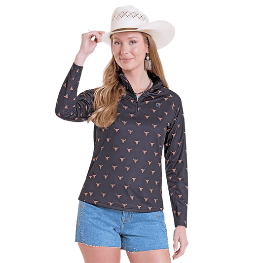 Woman wearing Texas Longhorns shirt