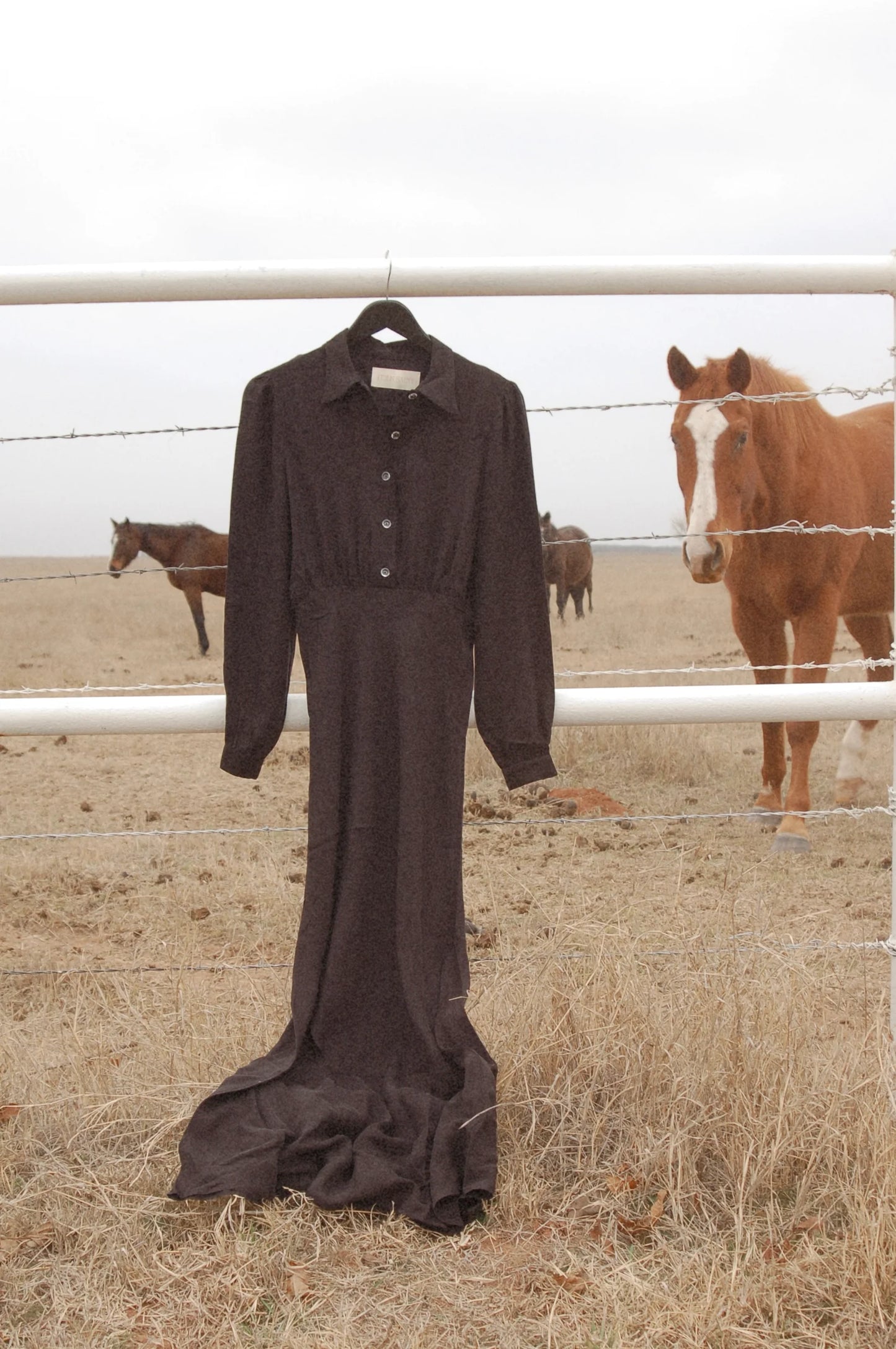 Dahlia Dress in Washed Black by Folk Saint