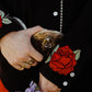 Red rose embroidery & gold clasp