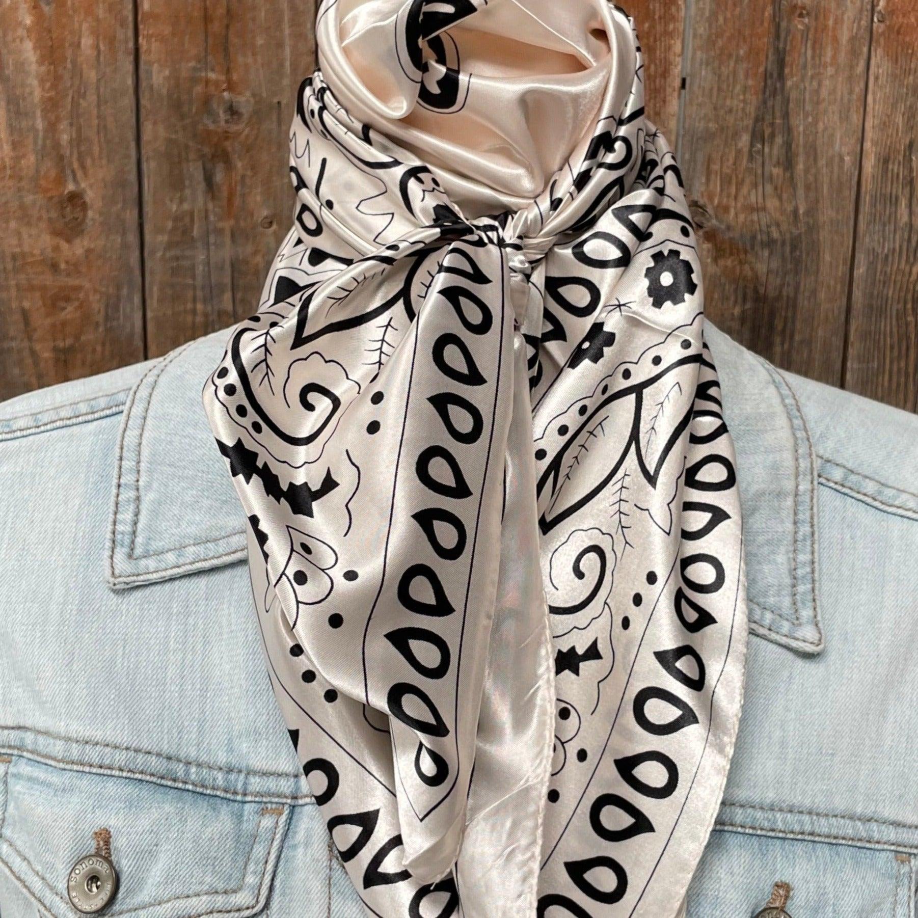 WR3412 Cream & Black Bandana Scarf