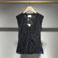 Lace Sleeveless V Neck Top in Black