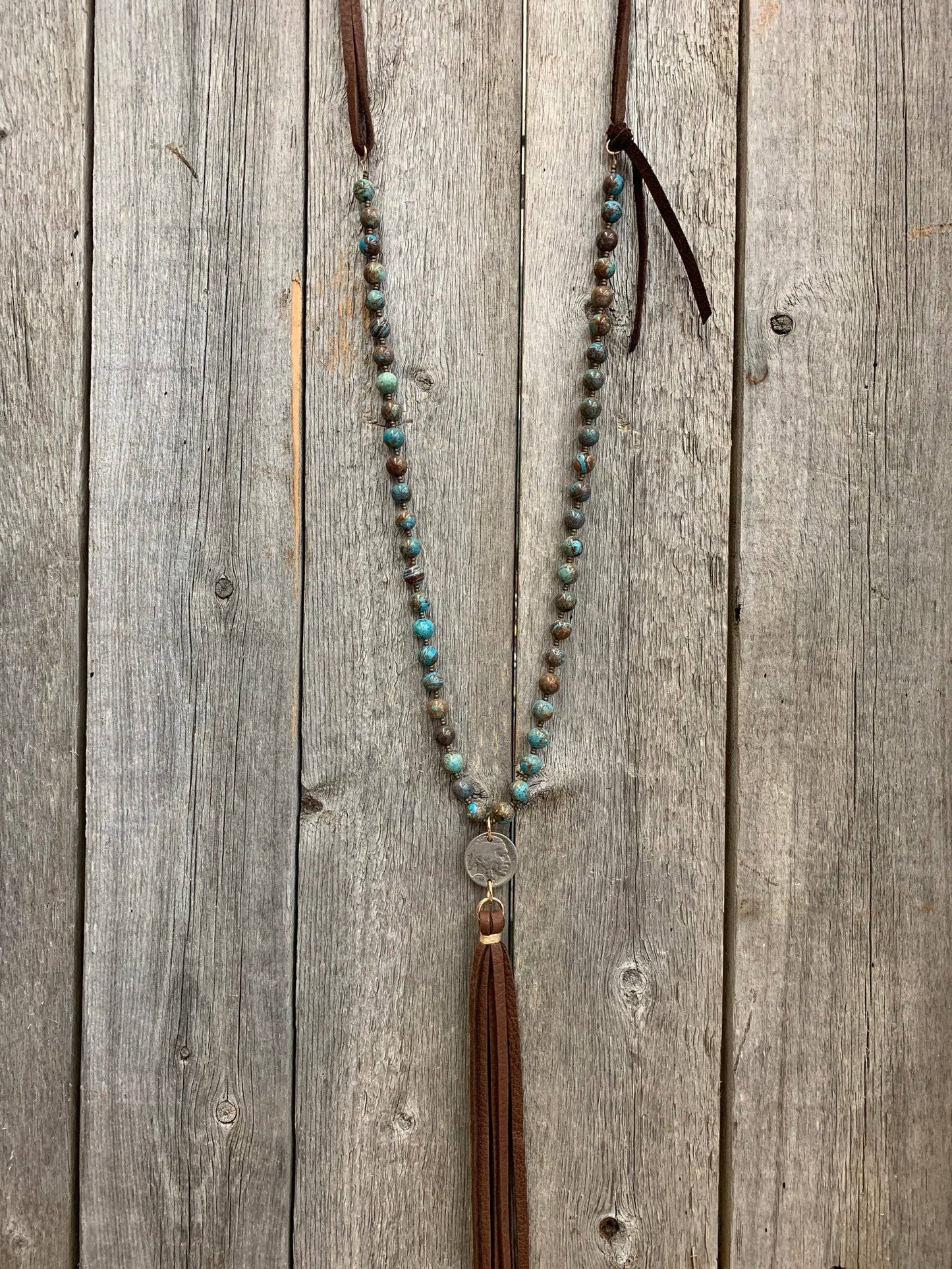 Gem Silica Nickel & Tassel Western Necklace