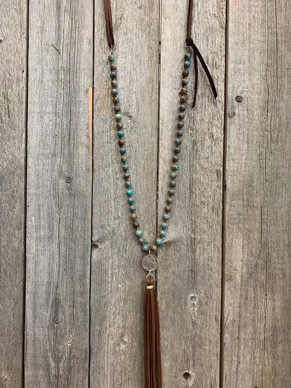 Gem Silica Nickel & Tassel Western Necklace