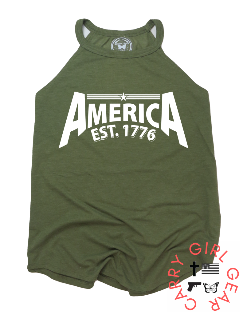 America baby tank top, military green, XS