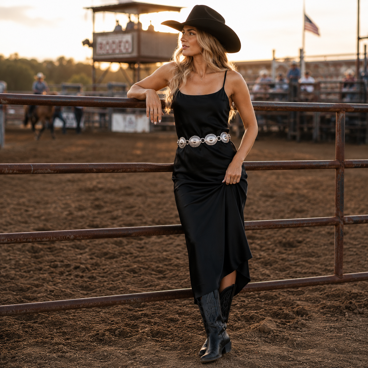 Black Silk Cami Midi Slip Dress