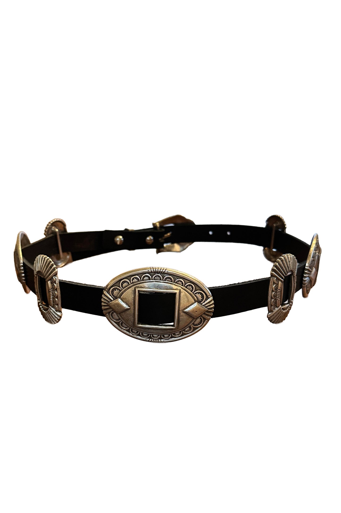 Americana Concho Belt in Authentic Black Leather