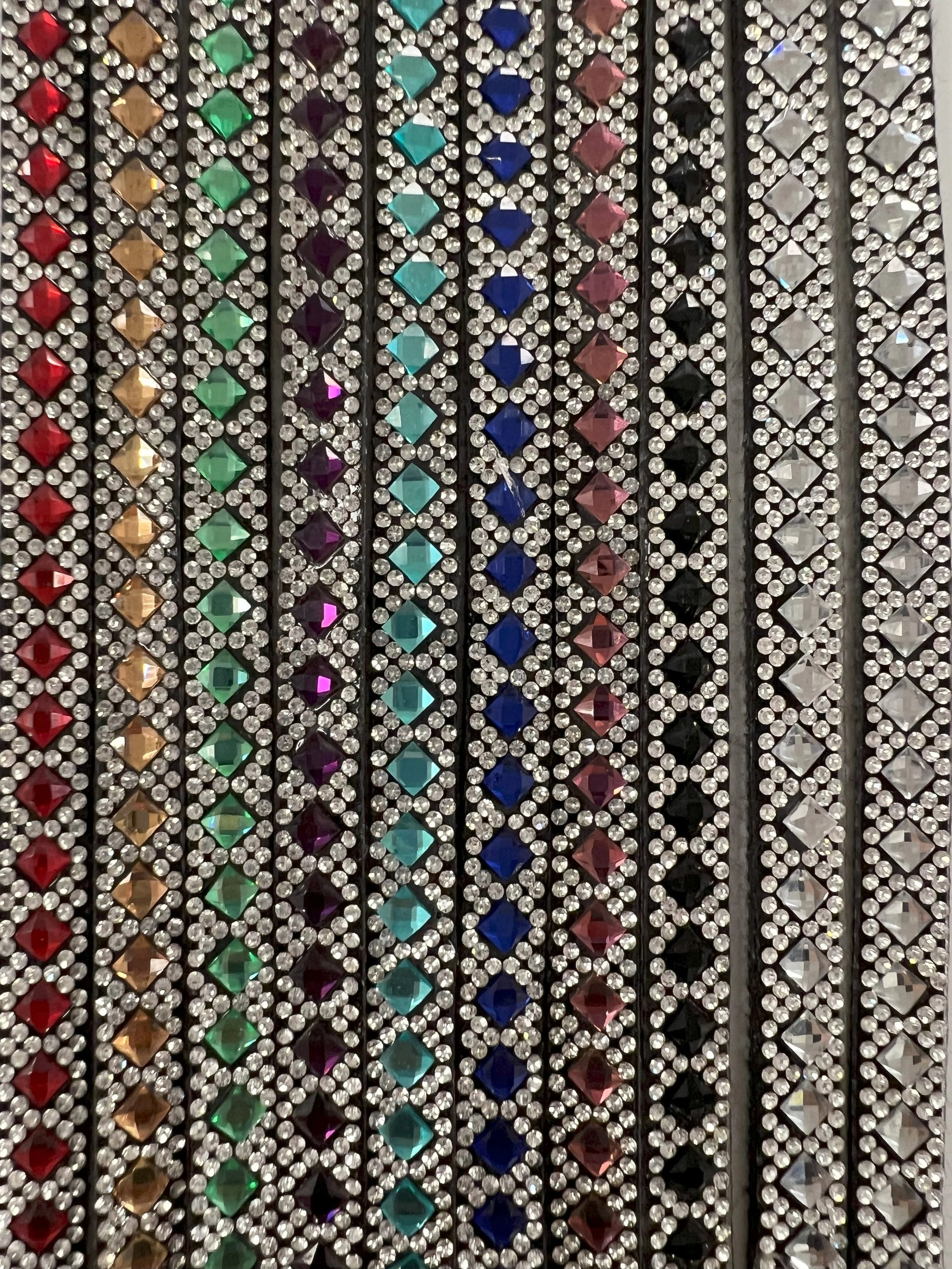 Bling bands with colorful gemstones in various colors