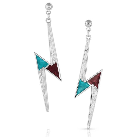 ER5320 Silver & Enamel Lightning Bolt Earrings