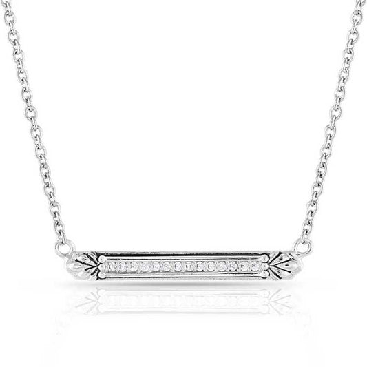 Silver bar necklace with diamonds - NC5171