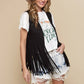 Black Western Faux Suede Fringe Vest for Cowgirls