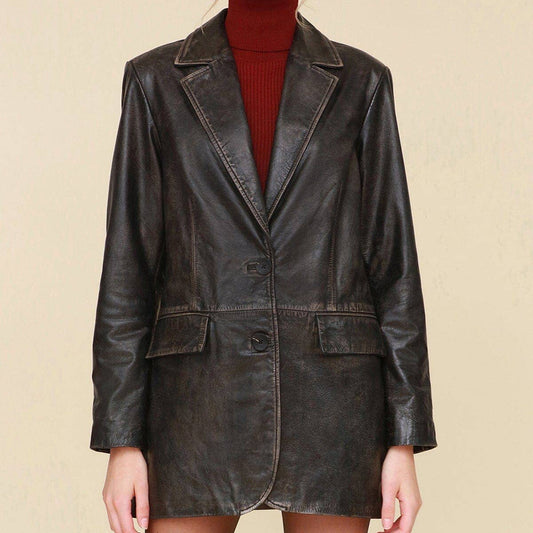 Vintage Wash Leather Blazer