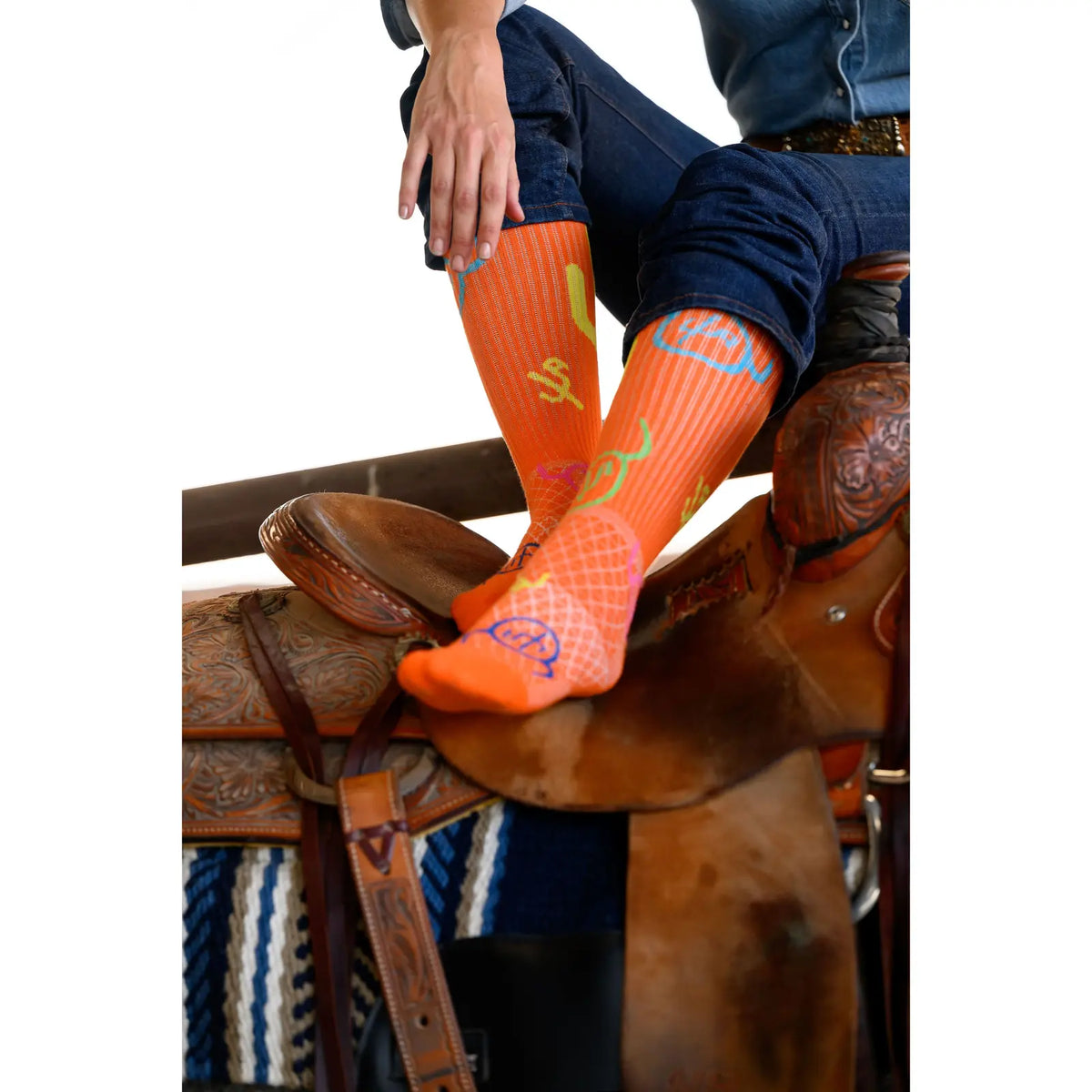 Cactus Alley-Moo Cactus Orange Performance Boot Socks