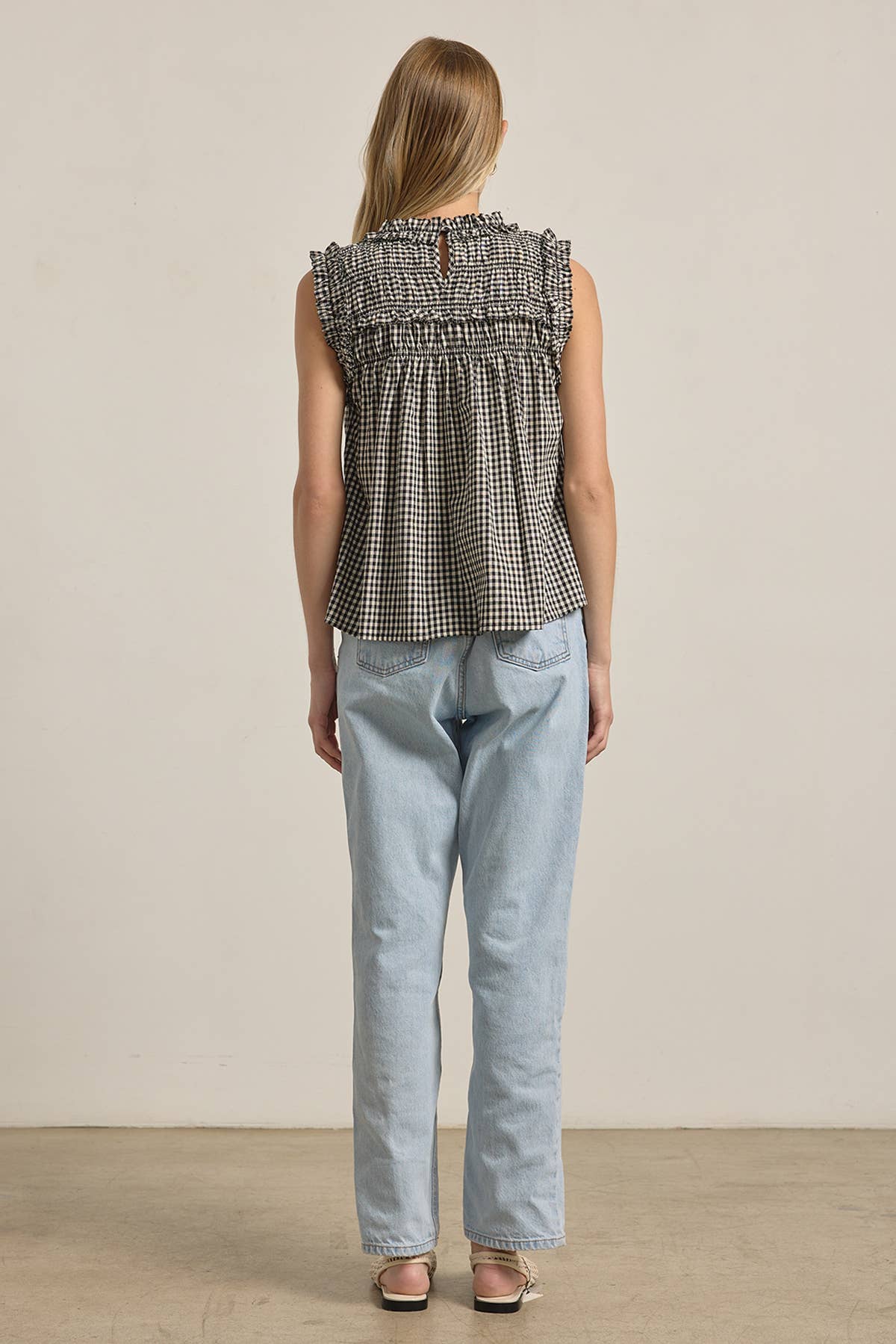 Gingham Ruffled Babydoll Blouse