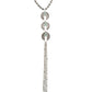 Close-up of ccnec38 silver necklace with turquoise and tassel.