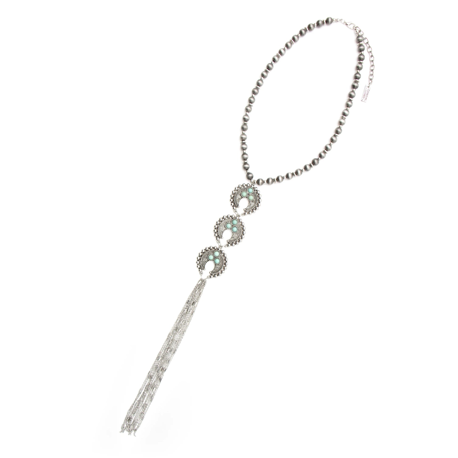 Silver necklace with crescent pendants