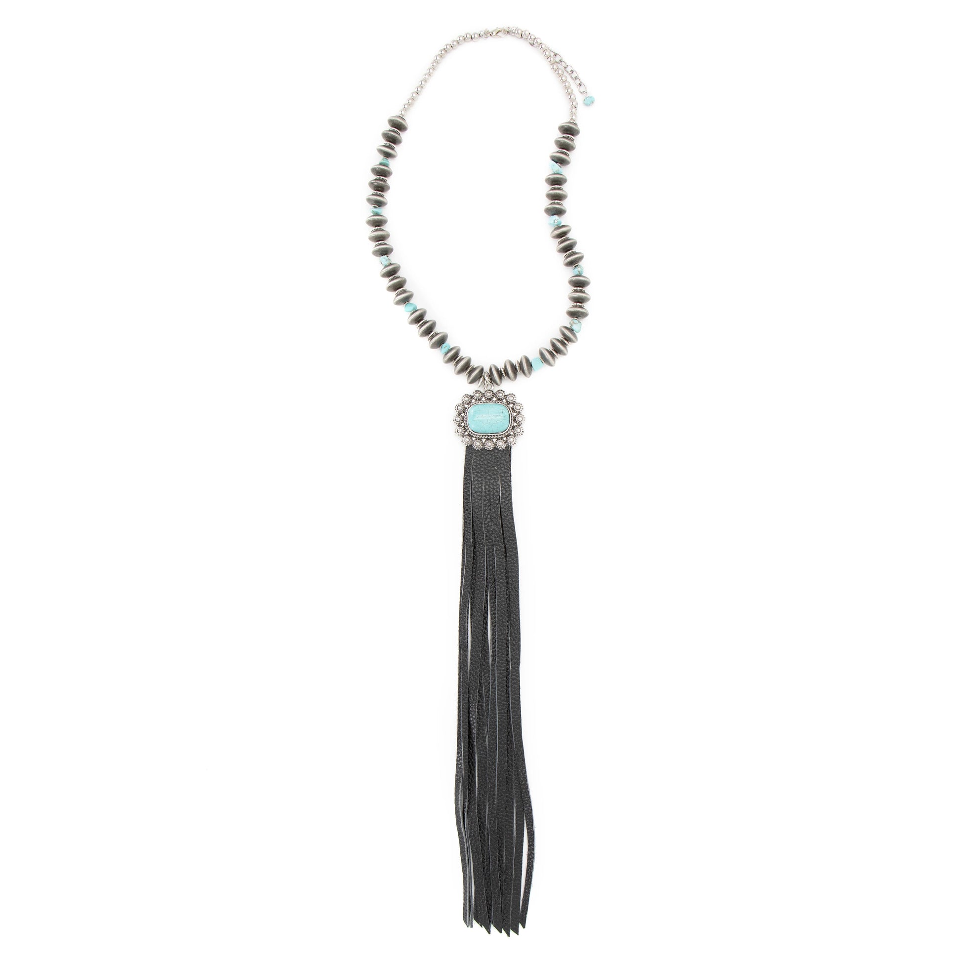 CCNEC68 necklace with turquoise and black tassel