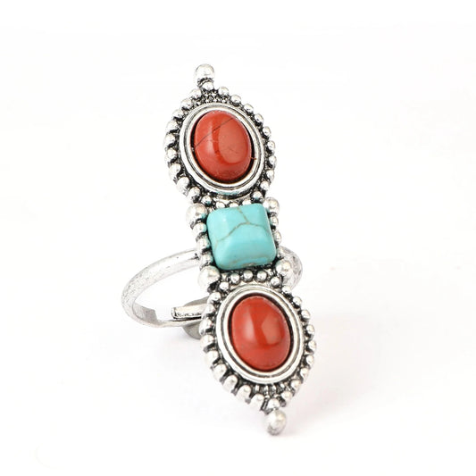 ccrng85 ring with red and turquoise stones