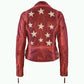 Christy Star Leather Jacket by Mauritius in Red