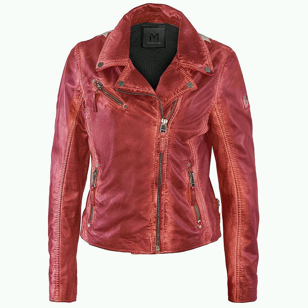 Christy Star Leather Jacket by Mauritius in Red