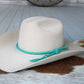 Cowboy hat with turquoise hatband.
