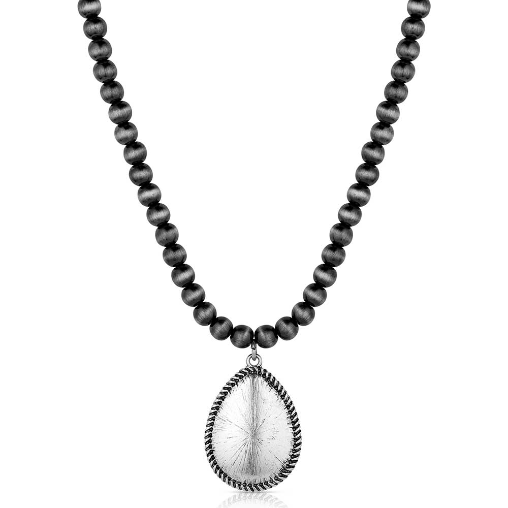 ANC6251 Silver Bead Necklace with Pendant