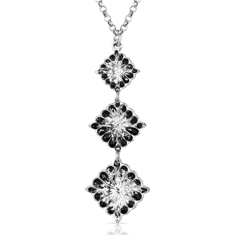 ANC6257 Silver Pendant Necklace with Floral Details