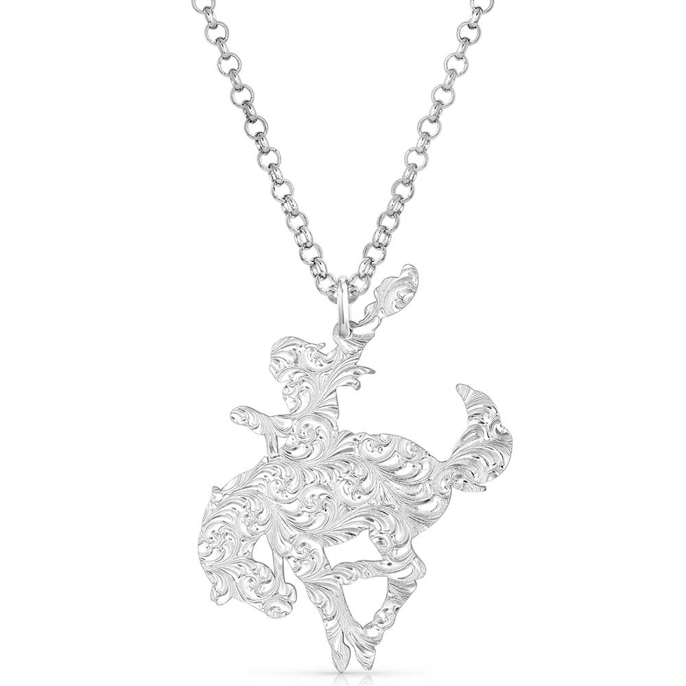 NC5980 silver rodeo pendant necklace