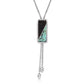 NC6011 Silver Bolo Necklace with Black & Turquoise Stone