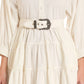 Buckle Tiered Mini Dress in White by Rock & Roll Denim