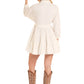 Buckle Tiered Mini Dress in White by Rock & Roll Denim