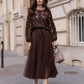 Aria Long Brown Tulle Maxi Skirt