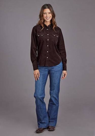 Stetson Women's Chocolate Brown Corduroy Shirt