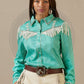 Turquoise fringed western shirt