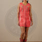 Cowgirl in red embroidered dress and boots
