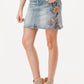 Grace in LA floral embroidered denim skirt