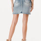 Grace in LA denim skirt with boots