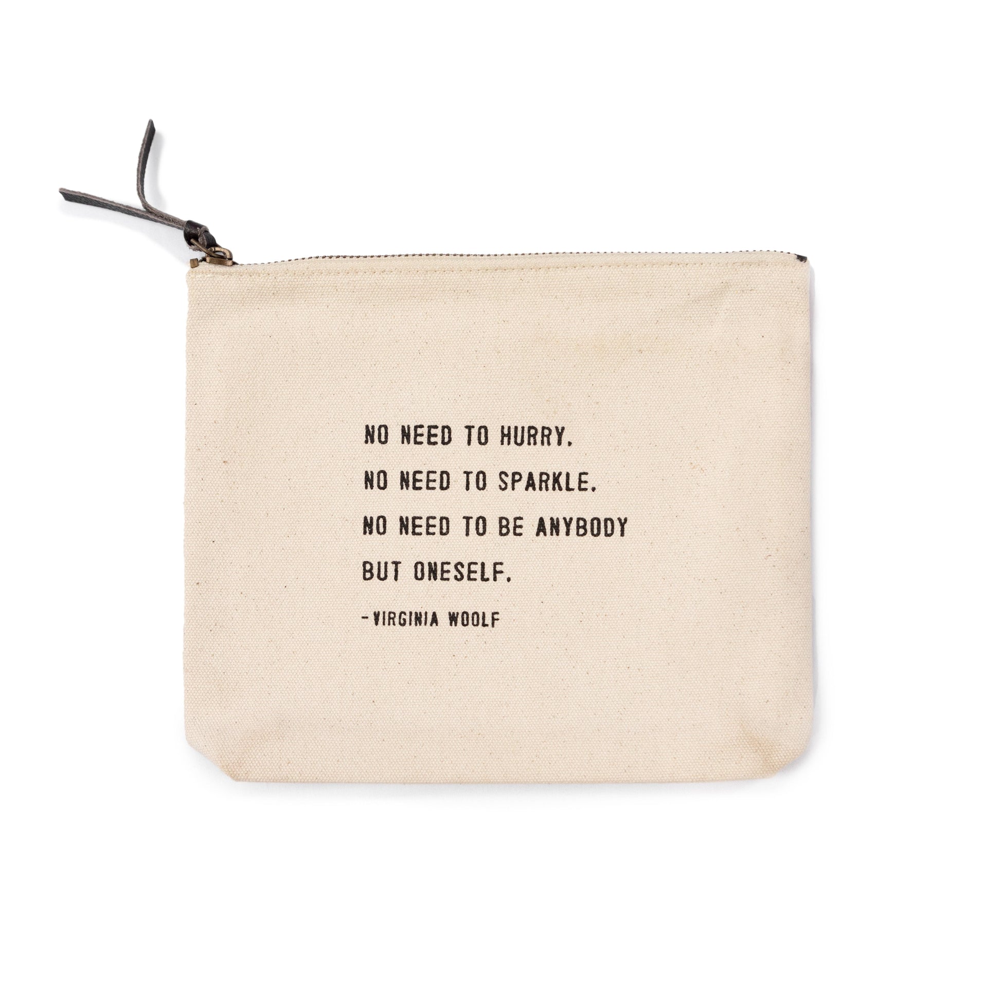 Canvas pouch with Virginia Woolf quote