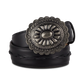 Lane Black Woven Laced 1.5" Leather Belt with Round Buckle