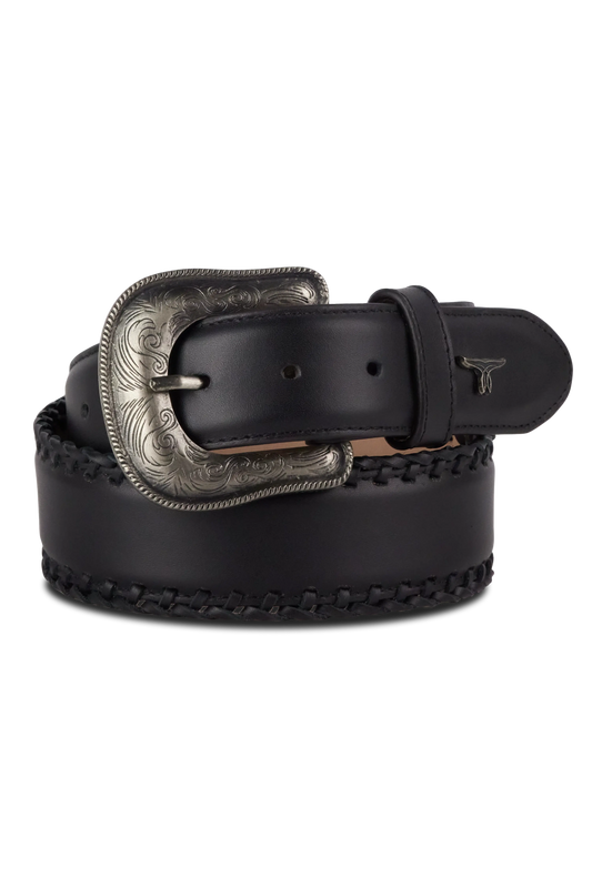 Lane 1.5 Woven Laced Belt with Single Buckle - Jet Black