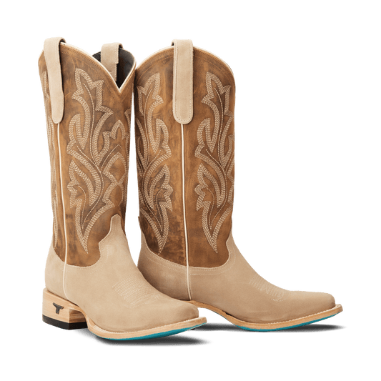 Saratoga Square Lattesuede Cowboy Boots in Burnt Caramel