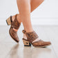 Burnt caramel leather Robin Mule heels