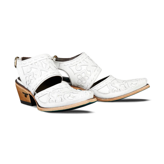 White leather Robin Mule shoes by Matthew White