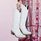 White Lexington ceramic crackle cowboy boots