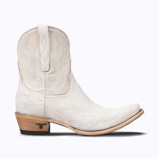 White Lexington Bootie with ceramic crackle