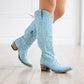 Powder blue Reverie cowboy boots